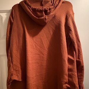 Rust Waffle Knit Hoodie
